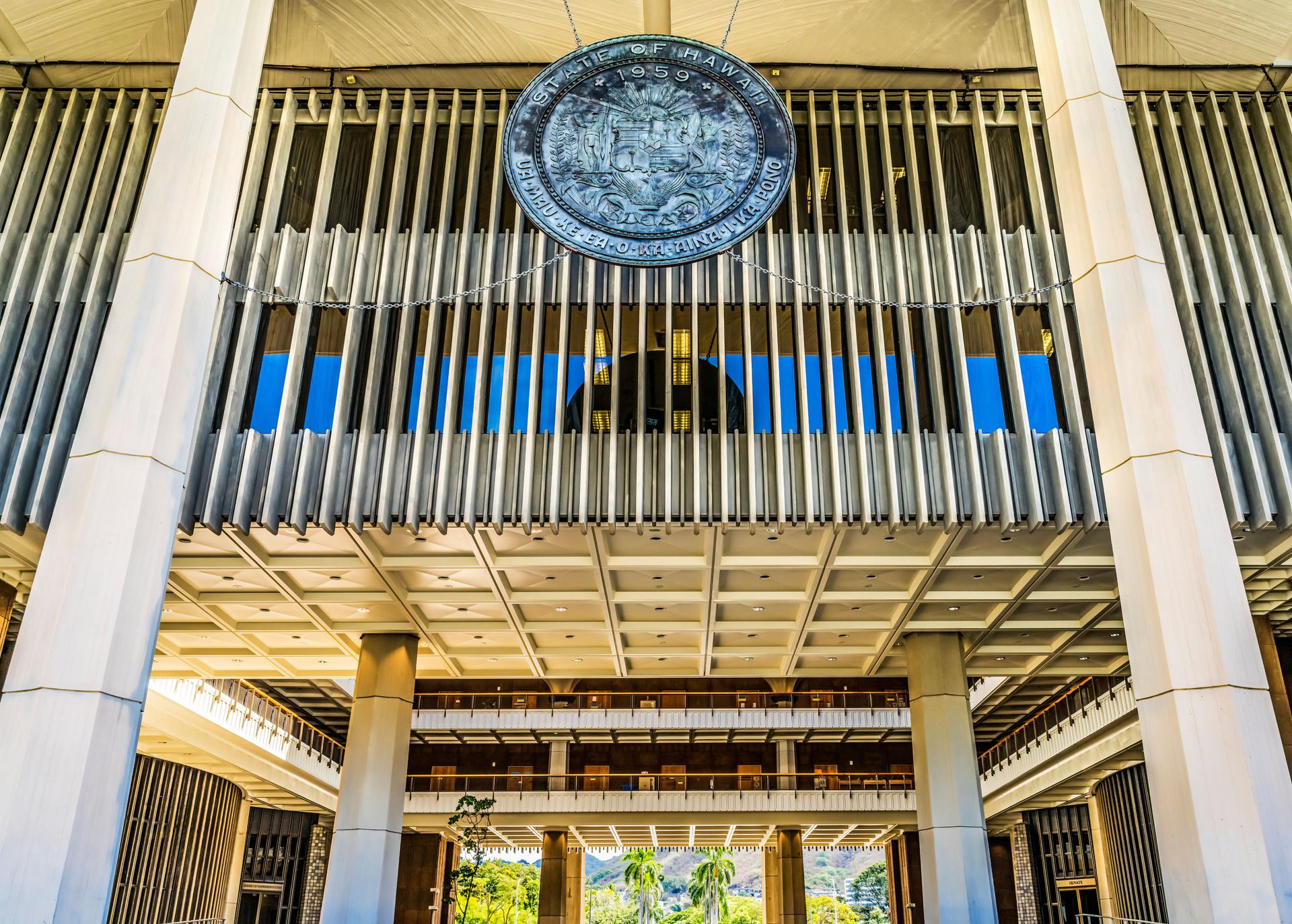 Open Air Seal State Capitol Building Legislature Honolulu Hawaii