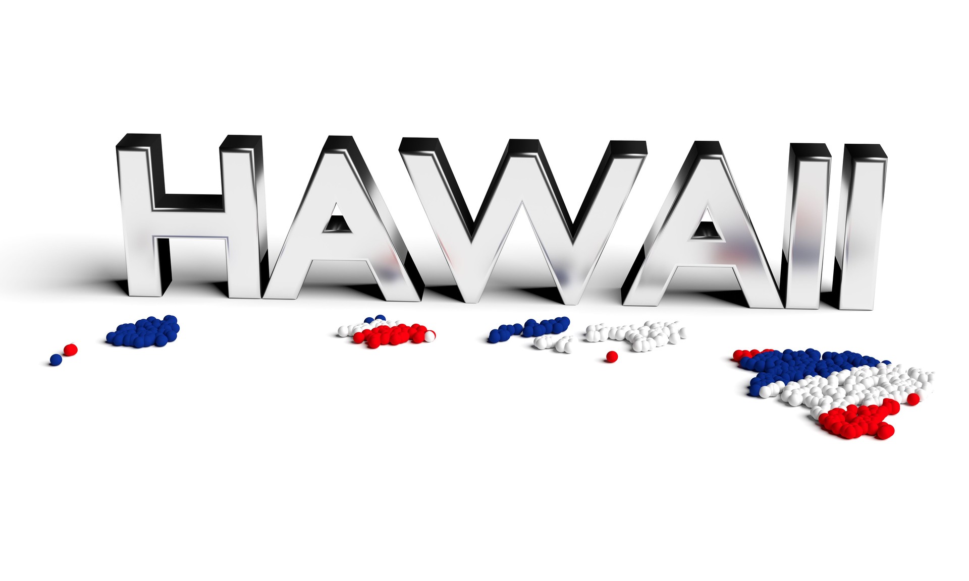 Hawaii silver text with map and flag