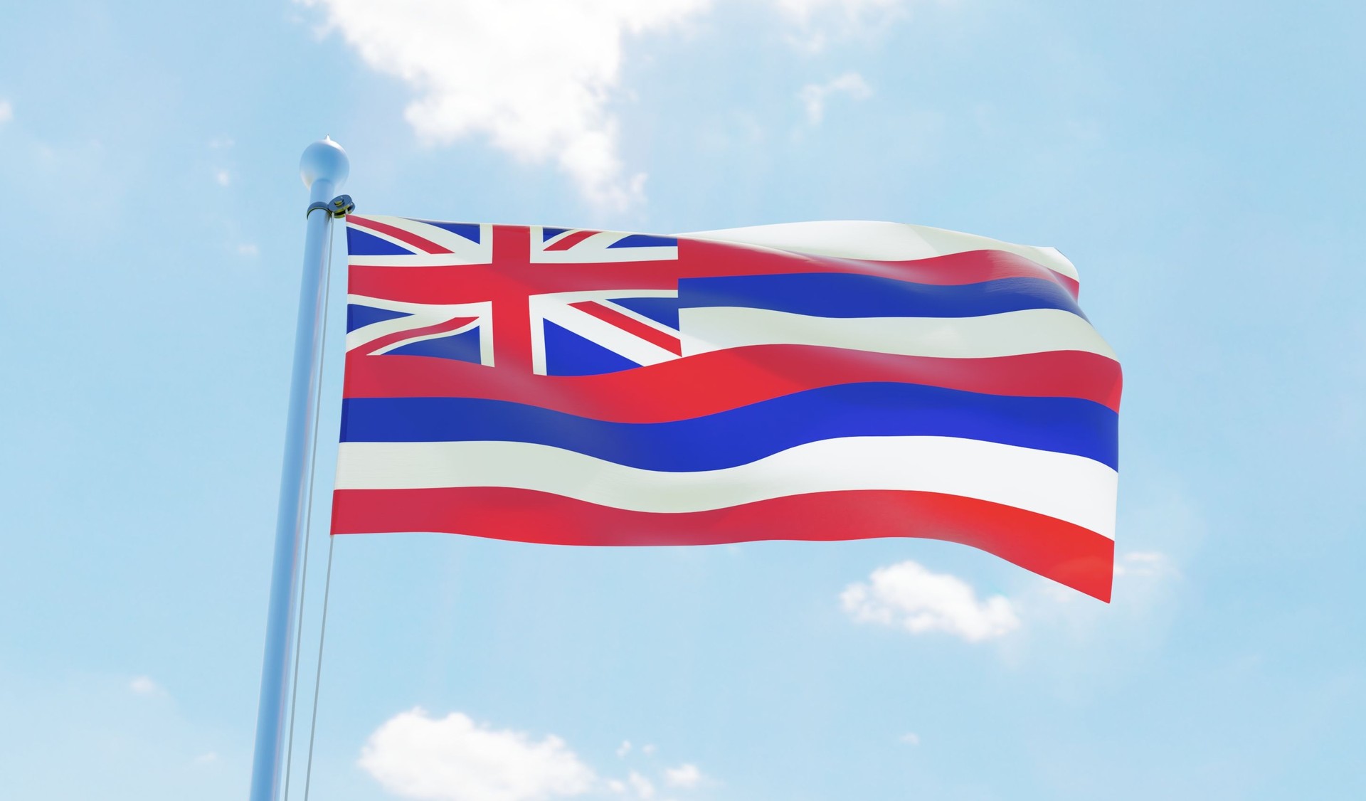 Hawaii (USA) flag waving against blue sky